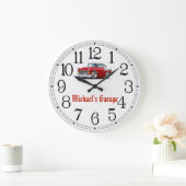 Michael's Garage Red & White Classic Clock Große Wanduhr (Zuhause)
