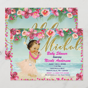 MICHAL Aloha Baby Shower Hawaiian Retro Beach  Einladung
