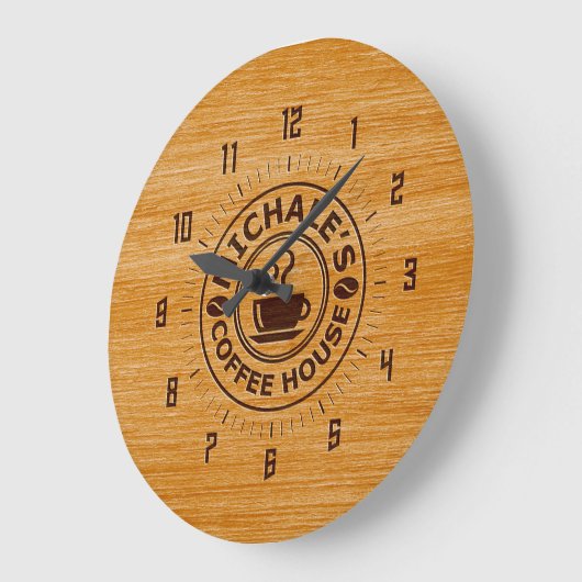 Michale's Coffee House Engrave Effect Wall Clock Große Wanduhr (Winkel)