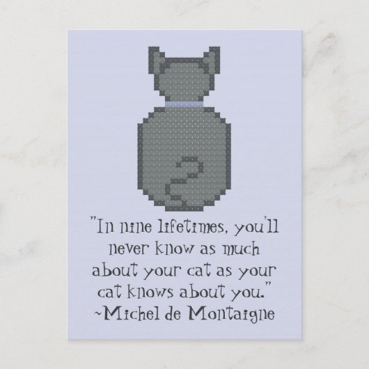 Michel de Montaigne Cat Quote Postcard Postkarte (Vorderseite)