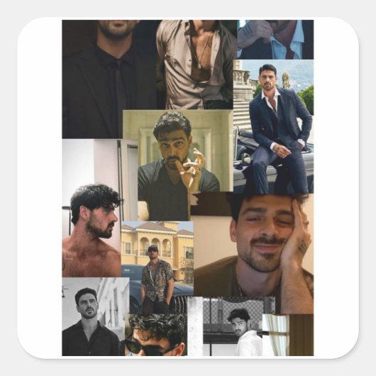 Michel Morrone Quadratischer Aufkleber (Vorderseite)