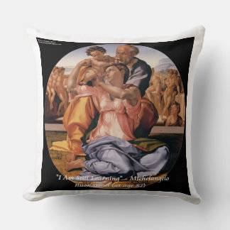 Michelangelo Art & Berühmtes Zitat Cotton Throw Pi Kissen