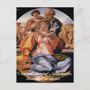 Michelangelo Art & Famous "Learning" Quote Postkarte
