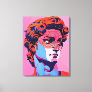 Michelangelo David Neon Pop Kunst, Dichtung und Mu Leinwanddruck