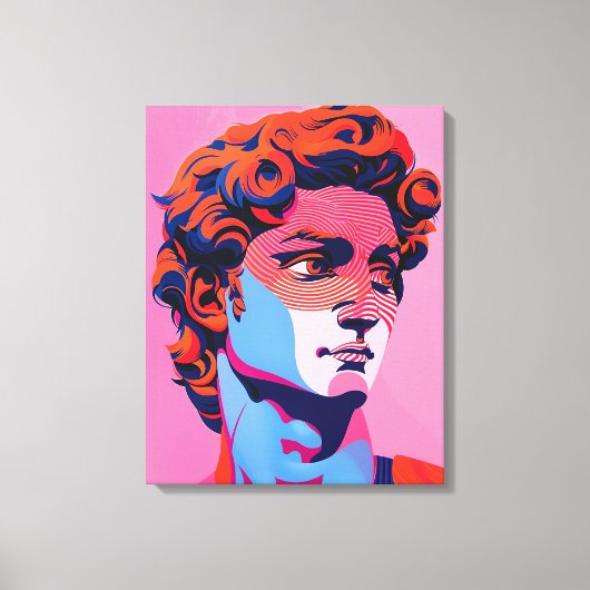 Michelangelo David Neon Pop Kunst, Dichtung und Mu Leinwanddruck (Vorderseite)