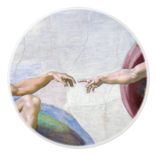 Michelangelo - Erschaffung Adams Isoliert Keramikknauf