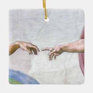 Michelangelo - Erschaffung Adams isoliert Keramikornament
