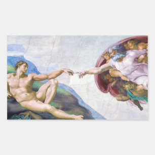 Michelangelo - Erschaffung Adams isoliert Rechteckiger Aufkleber