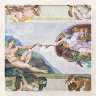 Michelangelo - Erschaffung Adams, Sixtinische Kape Glasuntersetzer