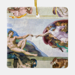 Michelangelo - Erschaffung Adams, Sixtinische Kape Keramikornament