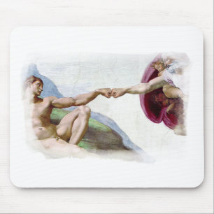 Michelangelo Erschaffung des Menschen - Gott Adam  Mousepad