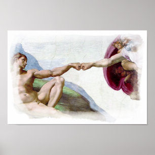 Michelangelo Erschaffung des Menschen - Gott Adam  Poster