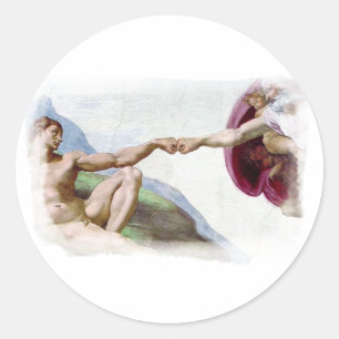 Michelangelo Erschaffung des Menschen - Gott Adam Runder Aufkleber