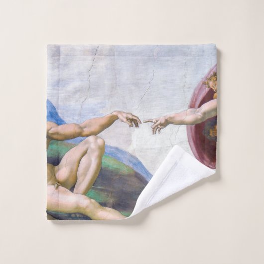 Michelangelo - Erschaffung von Adam Abgeschieden Badhandtuch Set (Waschlappen)
