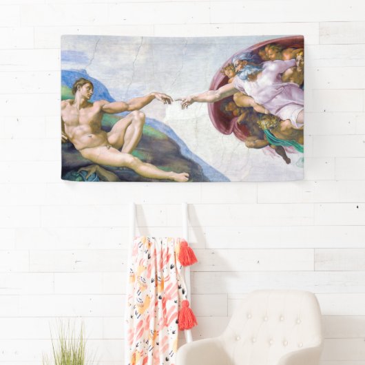 Michelangelo - Erschaffung von Adam Abgeschieden Banner (Insitu)