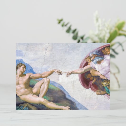 Michelangelo - Erschaffung von Adam Abgeschieden Dankeskarte (Stehend Vorderseite)