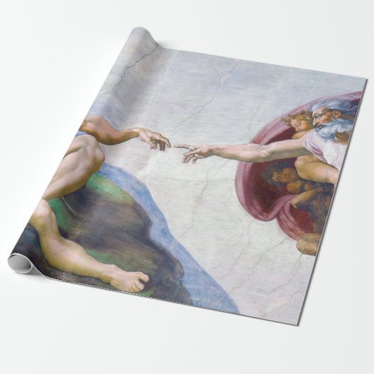 Michelangelo - Erschaffung von Adam Abgeschieden Geschenkpapier (Ungerollt)