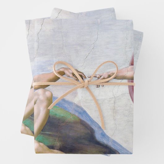 Michelangelo - Erschaffung von Adam Abgeschieden Geschenkpapier Set (Beispiel)