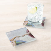 Michelangelo - Erschaffung von Adam Abgeschieden Glasuntersetzer (Schrägansicht)