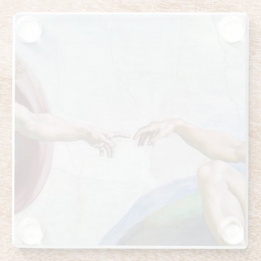 Michelangelo - Erschaffung von Adam Abgeschieden Glasuntersetzer (Rückseite)