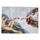 Michelangelo - Erschaffung von Adam Abgeschieden Große Geschenktüte (Rückseite)