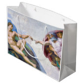 Michelangelo - Erschaffung von Adam Abgeschieden Große Geschenktüte (Rückseite Schrägansicht)