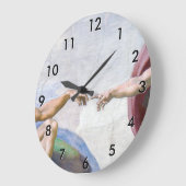 Michelangelo - Erschaffung von Adam Abgeschieden Große Wanduhr (Winkel)