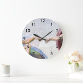 Michelangelo - Erschaffung von Adam Abgeschieden Große Wanduhr (Zuhause)