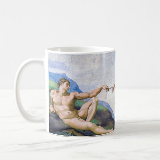 Michelangelo - Erschaffung von Adam Abgeschieden Kaffeetasse (Links)