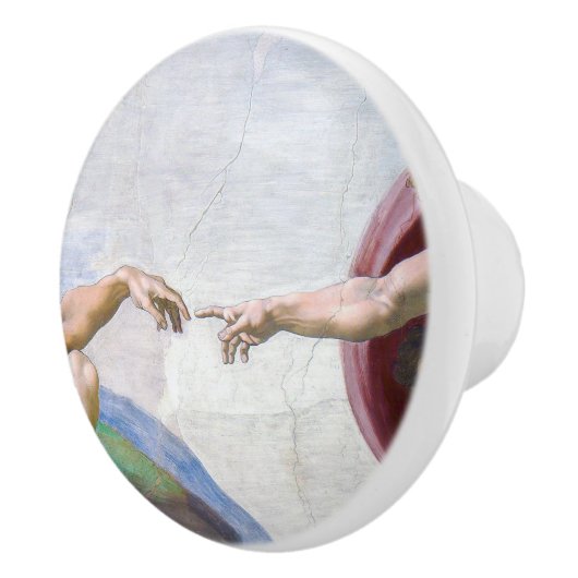 Michelangelo - Erschaffung von Adam Abgeschieden Keramikknauf (Rechts)