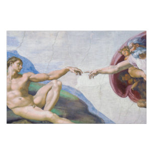 Michelangelo - Erschaffung von Adam Abgeschieden Künstlicher Leinwanddruck