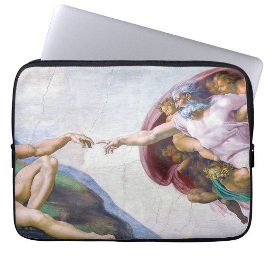 Michelangelo - Erschaffung von Adam Abgeschieden Laptopschutzhülle (Vorderseite)