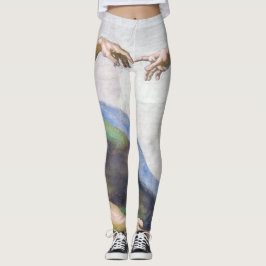 Michelangelo - Erschaffung von Adam Abgeschieden Leggings