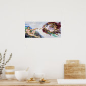 Michelangelo - Erschaffung von Adam Abgeschieden Poster (Küche)