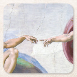 Michelangelo - Erschaffung von Adam Abgeschieden Rechteckiger Pappuntersetzer