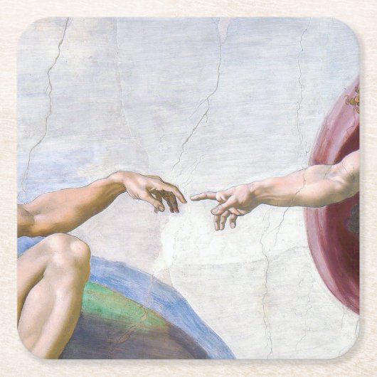 Michelangelo - Erschaffung von Adam Abgeschieden Rechteckiger Pappuntersetzer (Vorderseite)