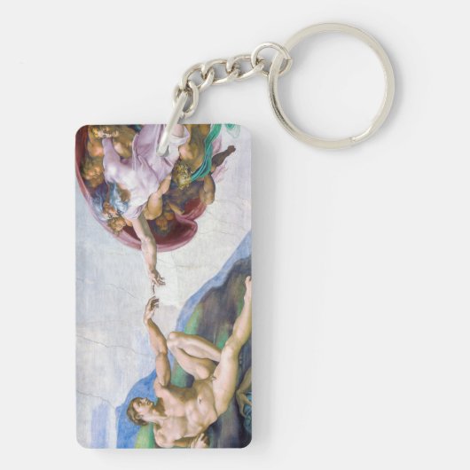 Michelangelo - Erschaffung von Adam Abgeschieden Schlüsselanhänger (Rückseite)
