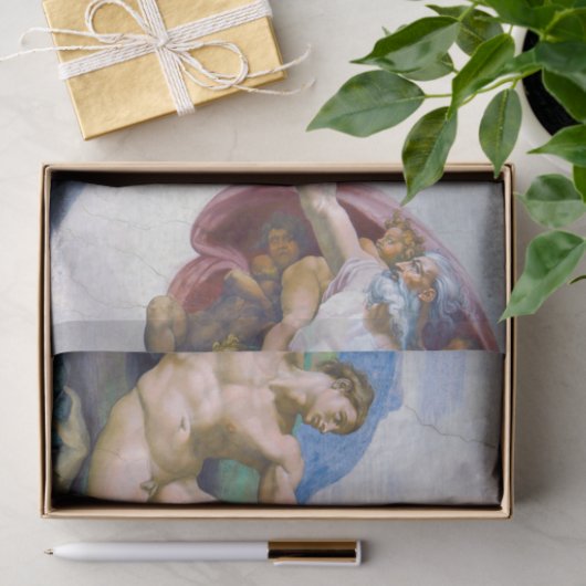 Michelangelo - Erschaffung von Adam Abgeschieden Seidenpapier (Geschenk)