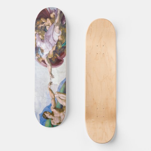 Michelangelo - Erschaffung von Adam Abgeschieden Skateboard (Vorderseite)