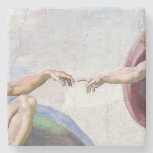 Michelangelo - Erschaffung von Adam Abgeschieden Steinuntersetzer (Vorderseite)