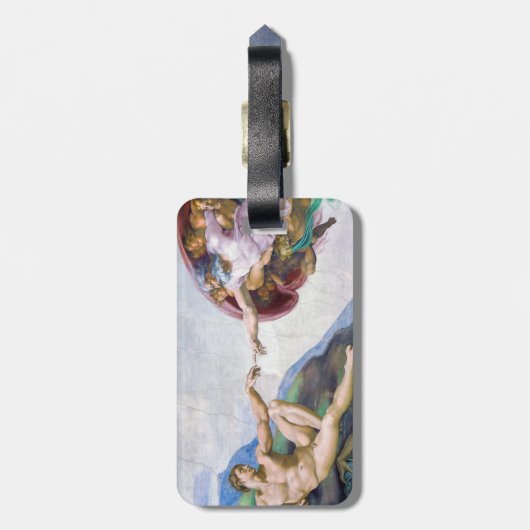 Michelangelo - Gründung von Adam Abgeschieden - QR Gepäckanhänger (Rückseite vertikal)