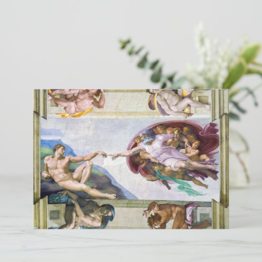 Michelangelo - Gründung von Adam, Sixtinische Kape Dankeskarte (Stehend Vorderseite)