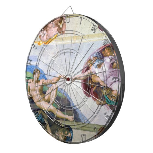 Michelangelo - Gründung von Adam, Sixtinische Kape Dartscheibe (Vorderseite rechts)