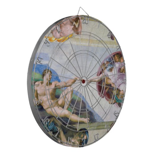 Michelangelo - Gründung von Adam, Sixtinische Kape Dartscheibe (Vorderseite Links)