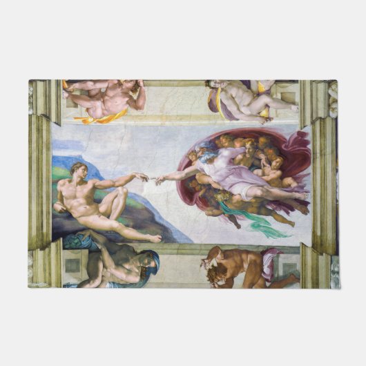 Michelangelo - Gründung von Adam, Sixtinische Kape Fußmatte (Vorderseite)