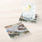 Michelangelo - Gründung von Adam, Sixtinische Kape Glasuntersetzer (Schrägansicht)