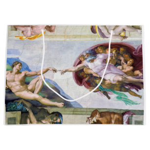 Michelangelo - Gründung von Adam, Sixtinische Kape Große Geschenktüte