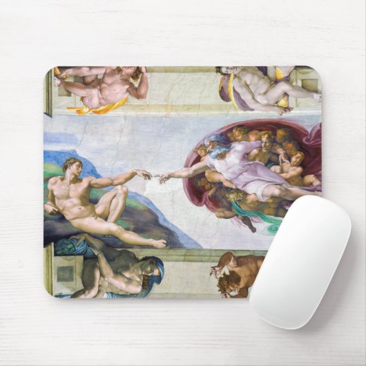 Michelangelo - Gründung von Adam, Sixtinische Kape Mousepad (Mit Mouse)