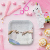 Michelangelo - Gründung von Adam, Sixtinische Kape Pappteller (Party)