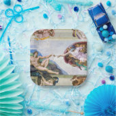 Michelangelo - Gründung von Adam, Sixtinische Kape Pappteller (Party)